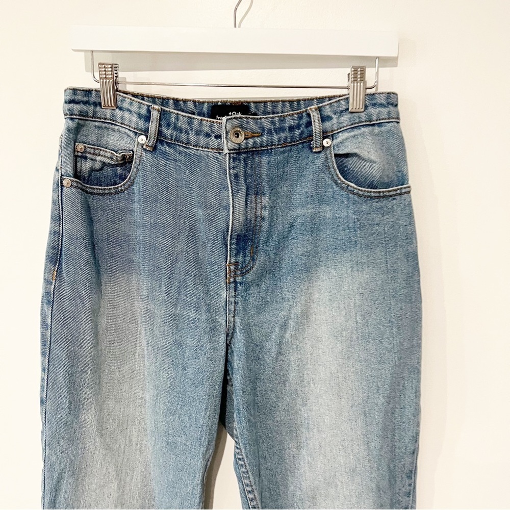 Frank & Oak Light Wash Raw Edge Straight Leg Jeans - Picture 6 of 9